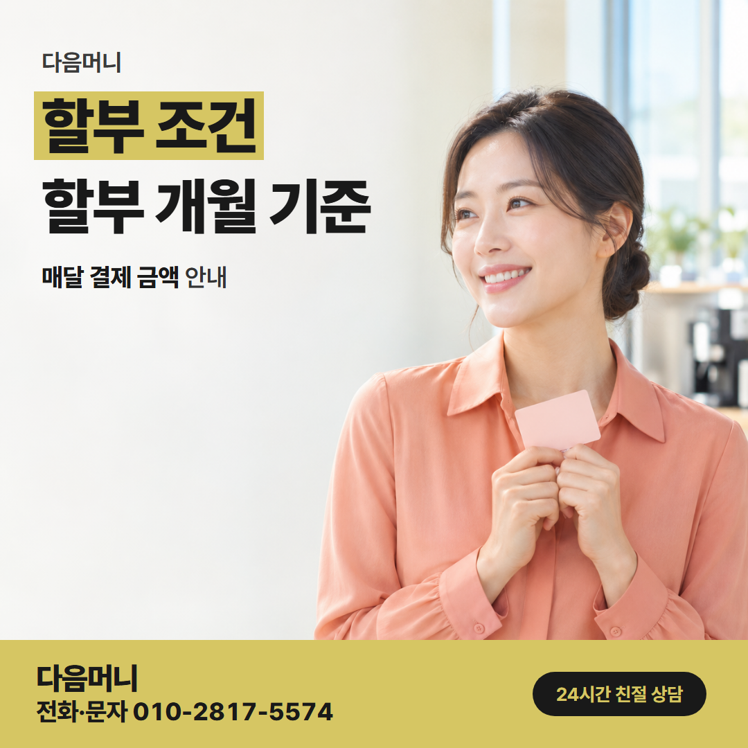 다음머니 중계카드깡 앱 이용 내역에 표시되는 할부 개월